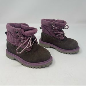 Timberland Kids Toddler Roll Top Grape Purple Lined Boots Size 5.5 M